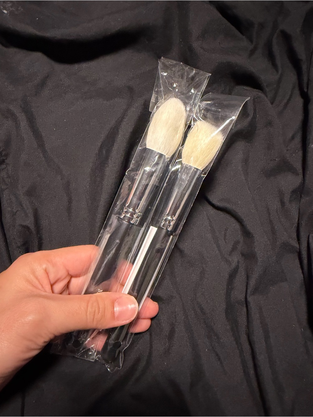 Morphe Clear-Handled Makeup Brush Duo with White Bristles